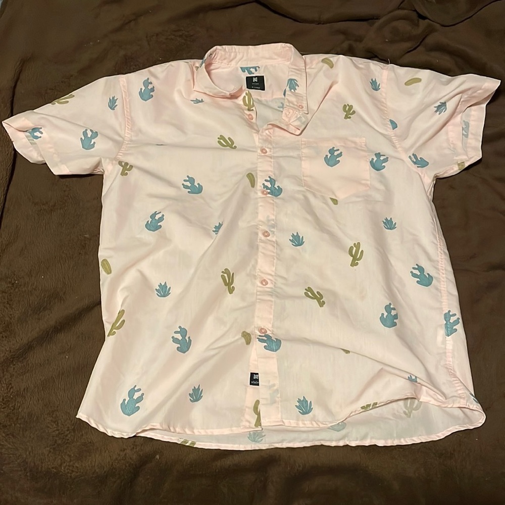Pink button down with cacti